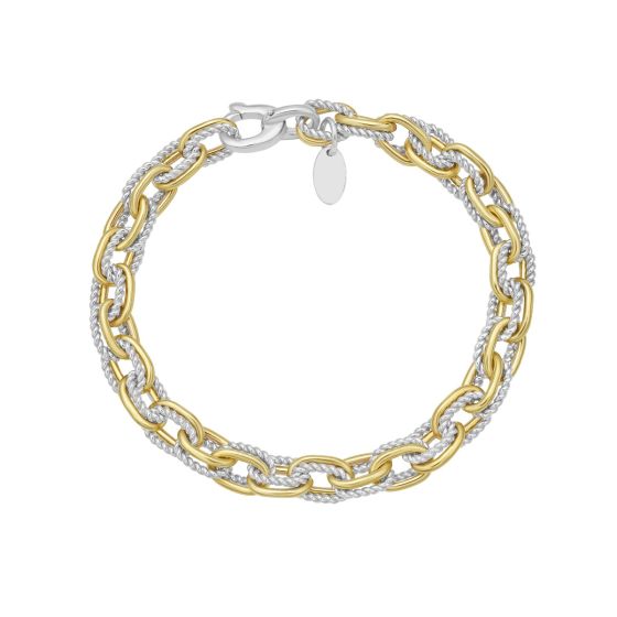 Silver & 18K Double Paperclip Bracelet
