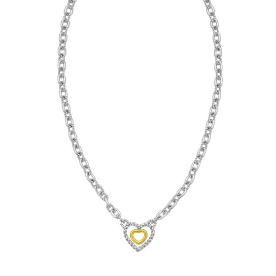 Silver & 18K Heart Necklace