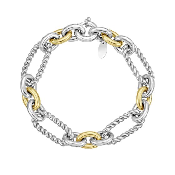 Silver & 18K Figaro Grosso Link Bracelet