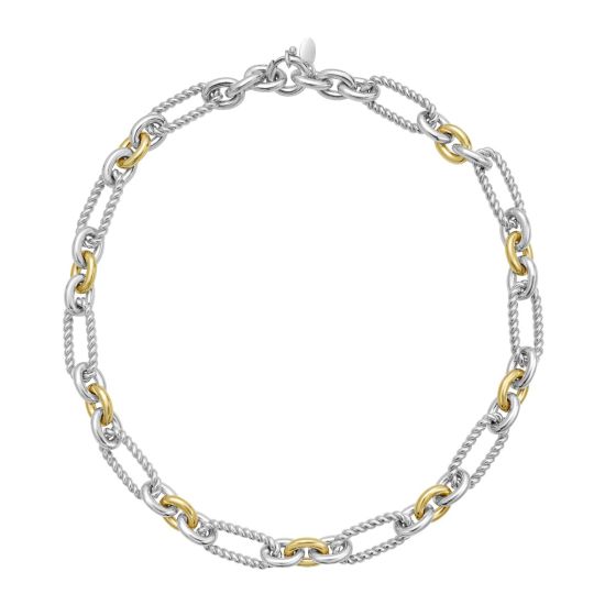 Silver & 18K Figaro Grosso Link Necklace