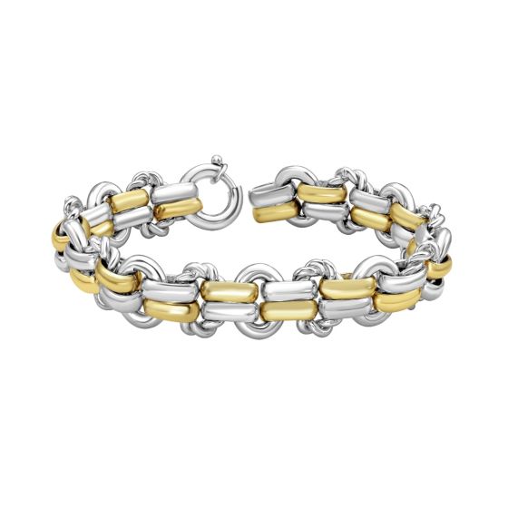 Silver & 18K Roma Cobblestone Link Bracelet