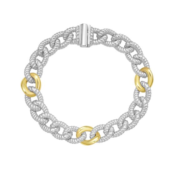 Silver & 18K Men's Milano Cuban Link Bracelet