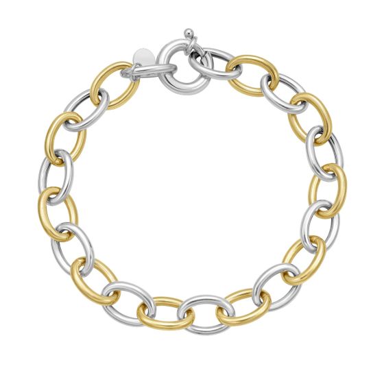 Silver & 18K Lucida Classic Oval Link Bracelet