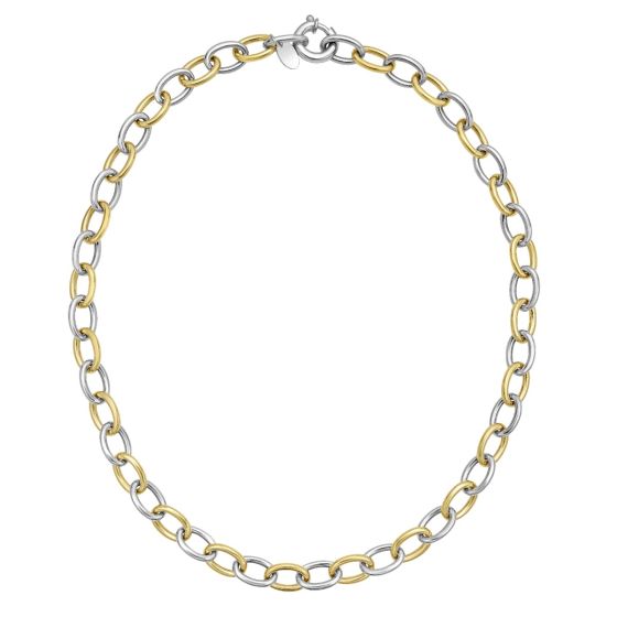 Silver & 18K Lucida Classic Oval Link Necklace