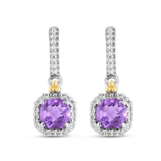 18K Gold & Silver Amethyst Drop Prosecco Earring