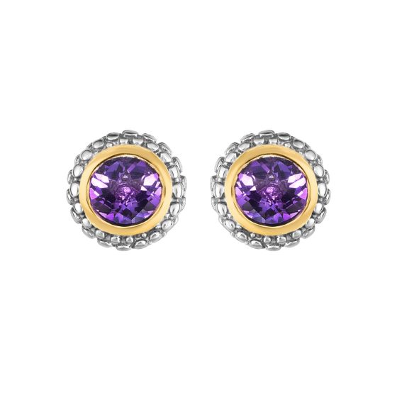 Sterling Silver & 18K Gold Prosecco Birthstone Stud Earrings