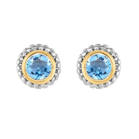 Sterling Silver & 18K Gold Prosecco Birthstone Stud Earrings