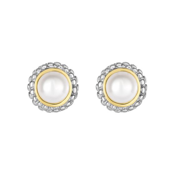 Sterling Silver & 18K Gold Prosecco Birthstone Stud Earrings