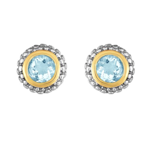 Sterling Silver & 18K Gold Prosecco Birthstone Stud Earrings