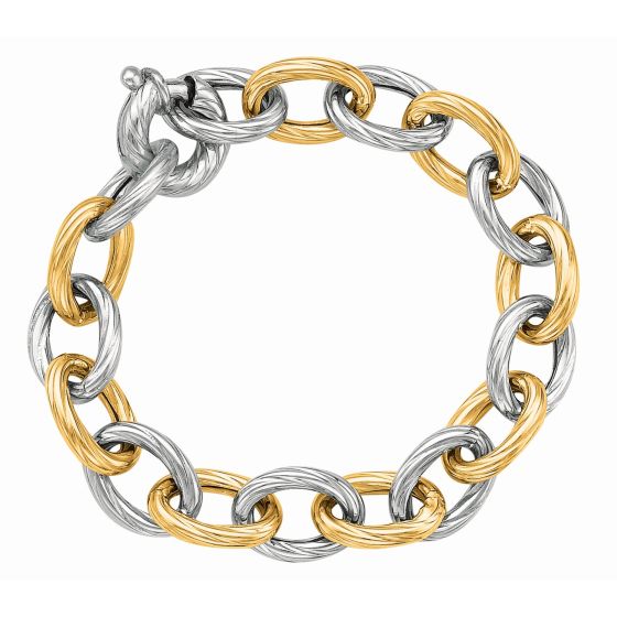 Silver & 18K Italian Cable Link Bracelet
