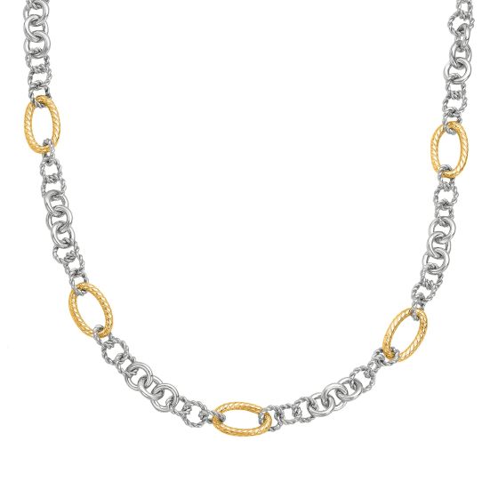 Silver & 18K Italian Cable Link Necklace