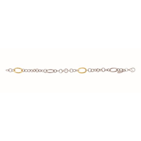 Silver & 18K Italian Cable Link Bracelet