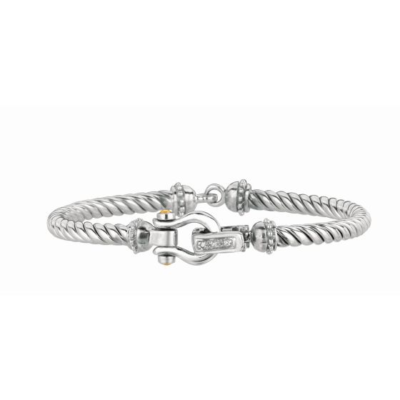 Silver & 18K Italian Cable Bangle