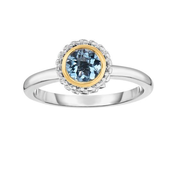 Sterling Silver & 18K Gold Prosecco Birthstone Ring