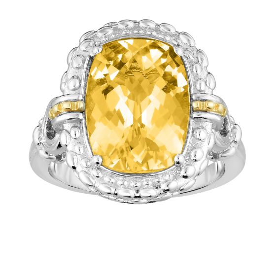 Sterling Silver & 18K Gold Gemstone Cocktail Ring
