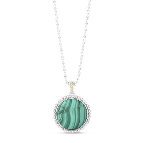 Silver & 18K Prosecco Malachite Medallion