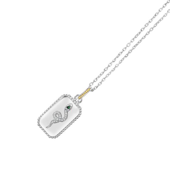 Silver & 18K Gold Serpent Medallion Tag