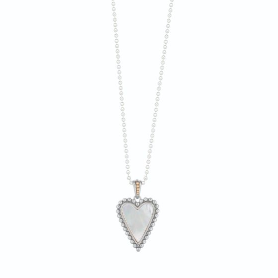 Silver & 18K Prosecco Mother of Pearl Heart Pendant