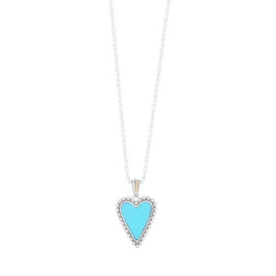 Silver & 18K Popcorn Turquoise Heart Pendant