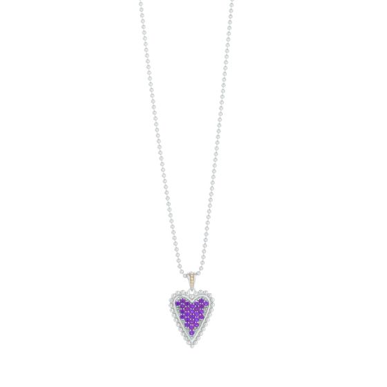 Silver & 18K Prosecco Rhodolite Heart Pendant