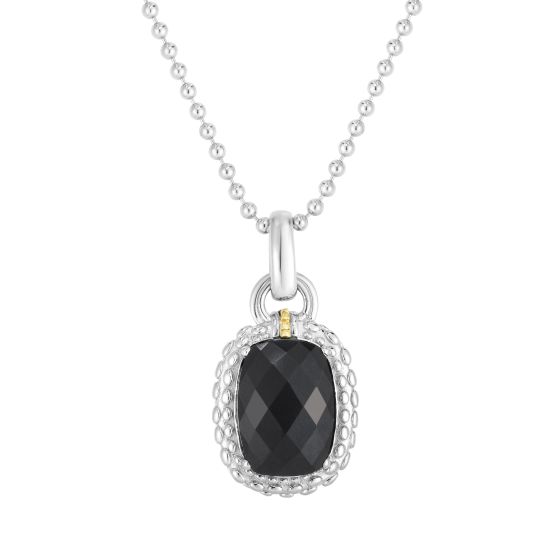 Sterling Silver & 18K Gold Large Gemstone Pendant