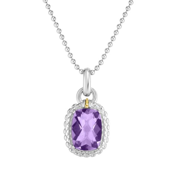 Sterling Silver & 18K Gold Large Gemstone Pendant