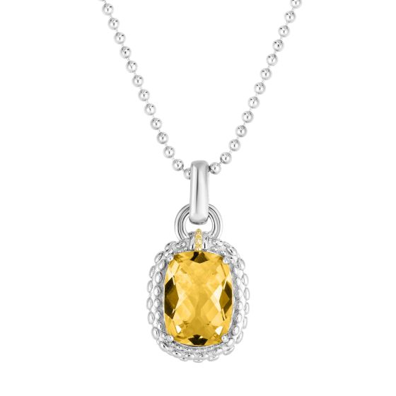 Sterling Silver & 18K Gold Large Gemstone Pendant