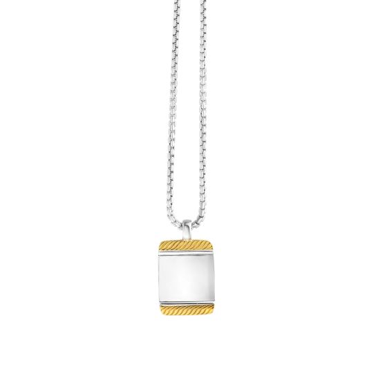 Sterling Silver, 18K Gold Tag Necklace