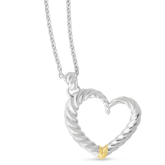 Italian Cable Bold Heart Necklace