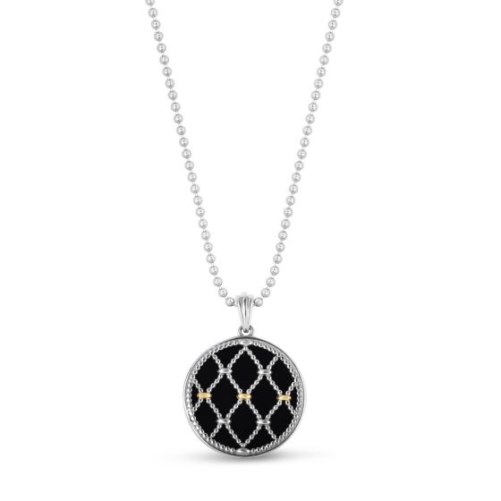 Silver & 18K Gold Onyx Prosecco Netted Medallion