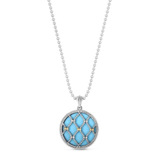 Silver & 18K Gold Turquoise Prosecco Netted Medallion