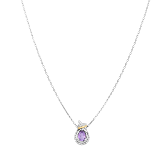 Silver & 18K Prosecco Love Knot Birthstone Necklace