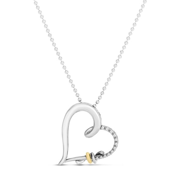 18K & Silver Open Heart Prosecco Love Knot Necklace