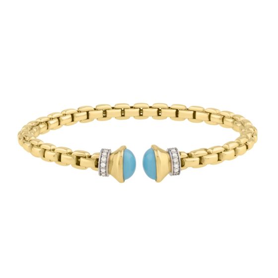 14K Gold Diamond Venetian Link Bangle