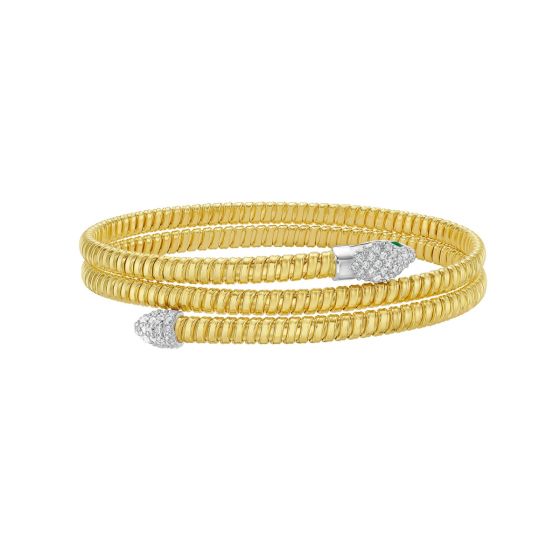 14K Diamond Snake Tubogas Bangle