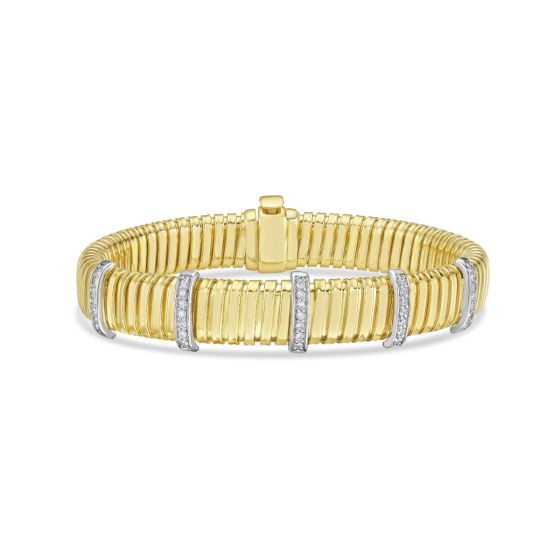 14K Five Station Diamond Tubogas Bracelet