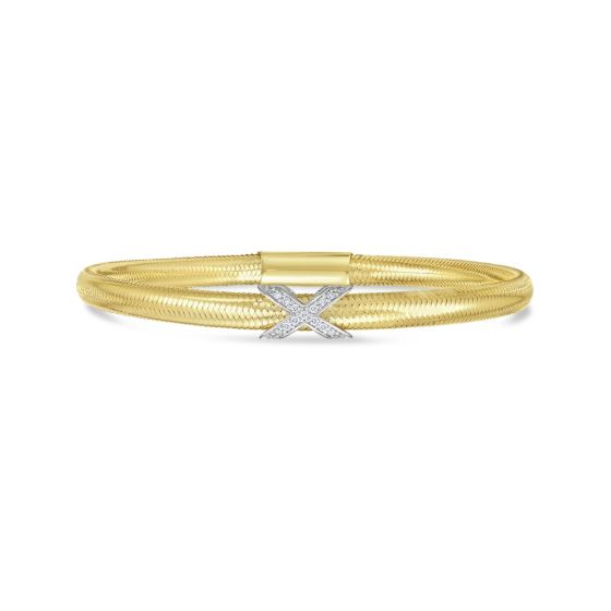 14K Diamond X Stretch Mesh Bracelet