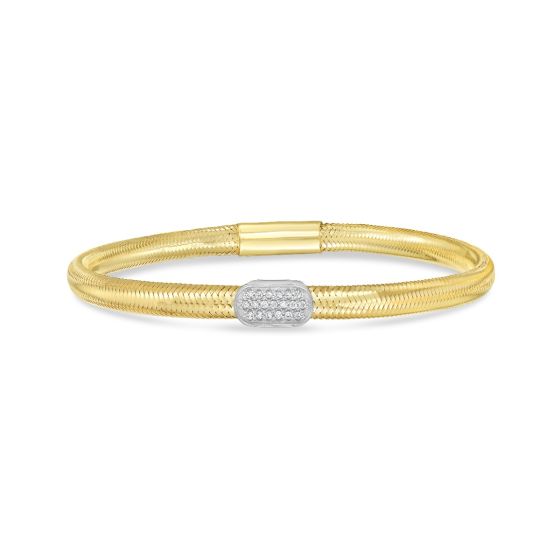 14K Diamond Oval Stretch Mesh Bracelet