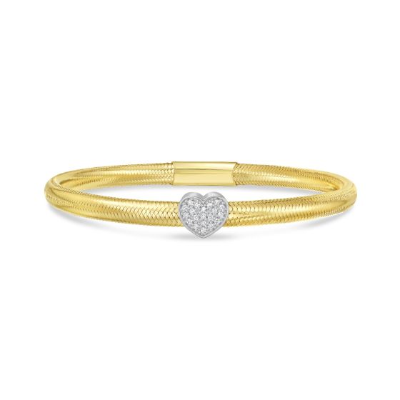 14K Diamond Heart Stretch Mesh Bracelet