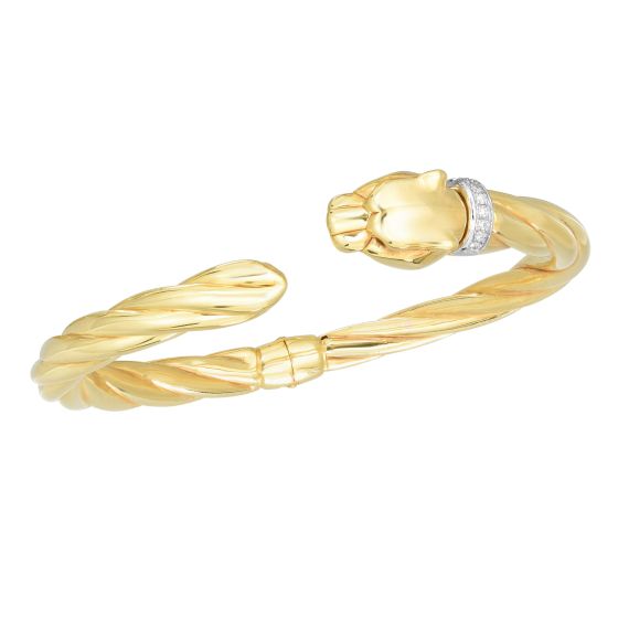 14K Gold Diamond Panther Cuff