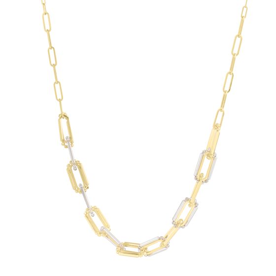 14K Two-Tone Pallina Paperclip Necklace 