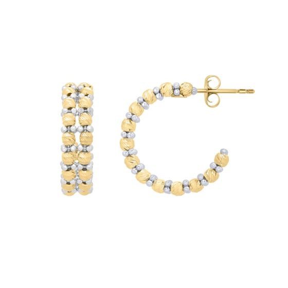 14K Gold Pallina Bead TT Hoops