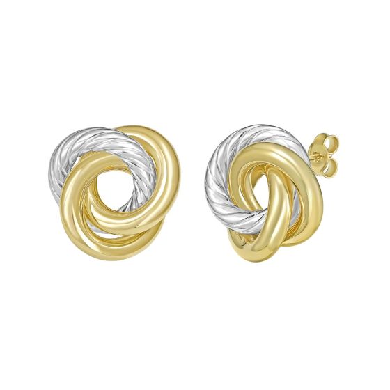 14K Two Tone Love Knot Studs