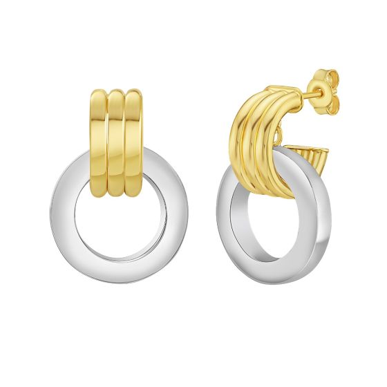 14K Two Tone Door Knocker Hoops