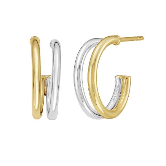 14K Two Tone Split Hoop Earrings