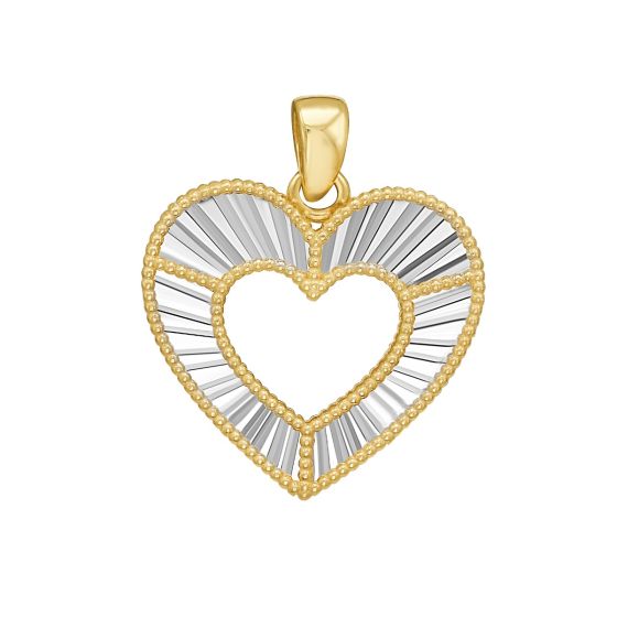 14K Two Tone Open Heart Charm