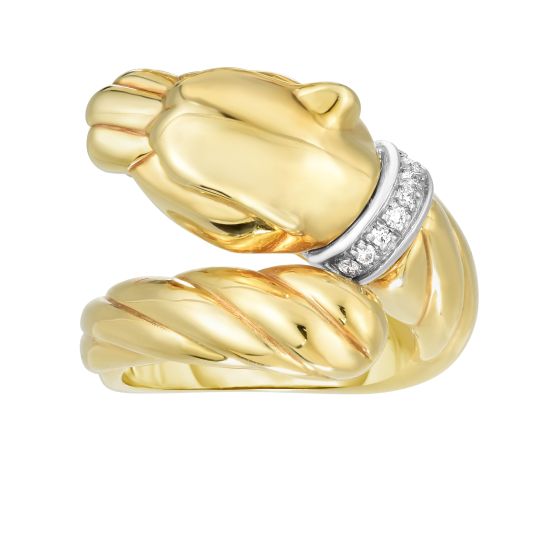 14K Gold Diamond Panther Ring