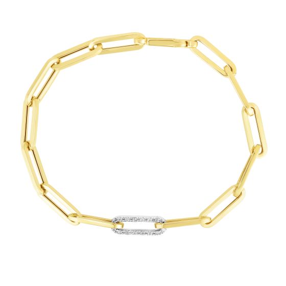 14K .32ct Diamond Paperclip Bracelet