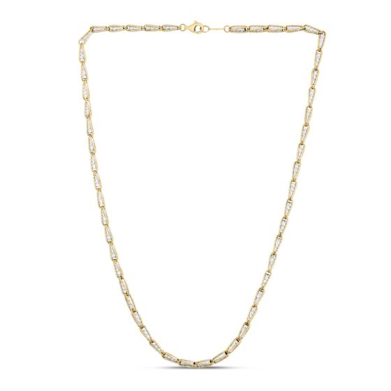 14K Two-tone Diamond Cut Link Chain