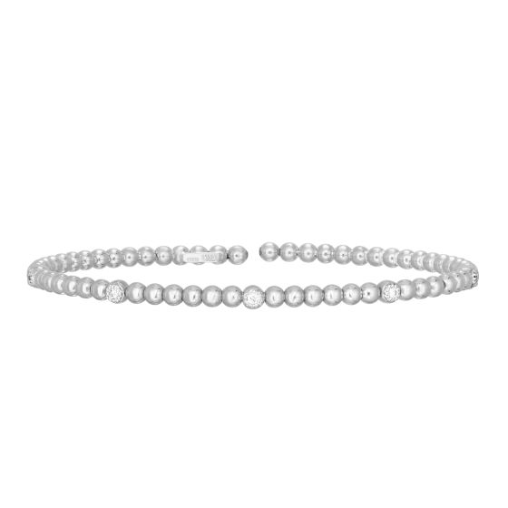 14K Gold Prosecco Bead Cuff With Diamonds
